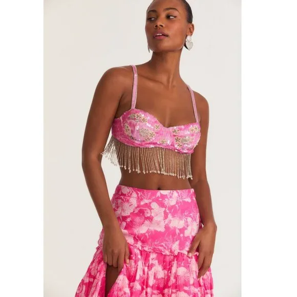 Maeva Crop Top - Raspberry Sparkle 4 / Kalasie Mini Skirt - Raspberry Sparkle 0 - Picture 5 of 10